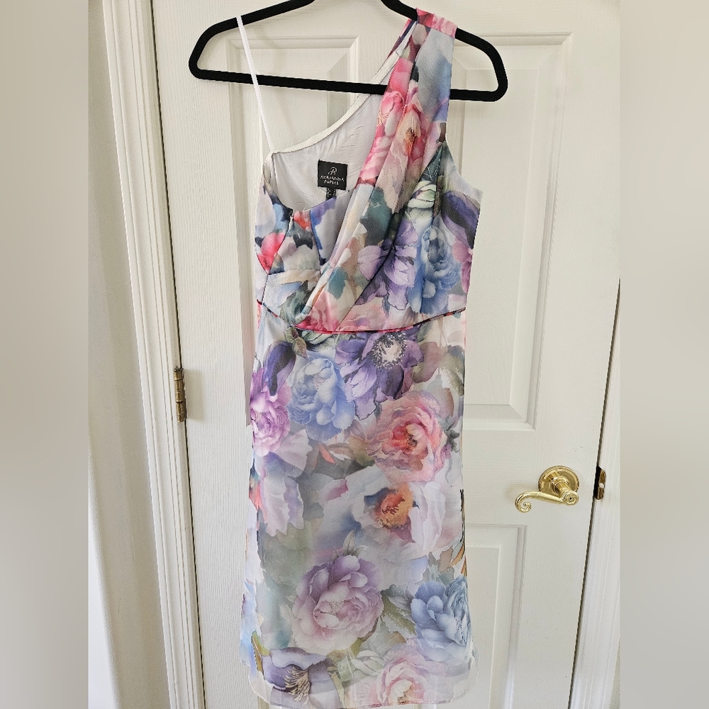 Floral Adrianna papell one shoulder  dress